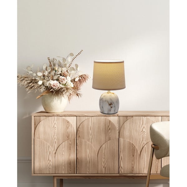 Kreem laualamp tekstiilist varjuga (kõrgus 25 cm) Adelina - Candellux Lighting-image-1