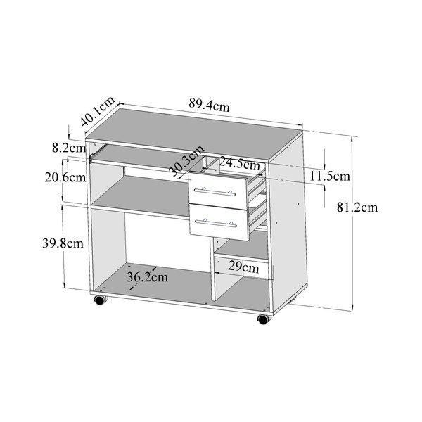 Červeno-bílý pojízdný kuchyňský úložný prostor s policemi TemaHome Marius-image-2