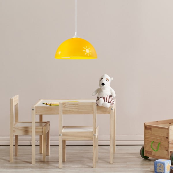 Ookerkollane lastelamp klaasist varjuga ø 30 cm laste valgusti Day & Night - LAMKUR-image-2