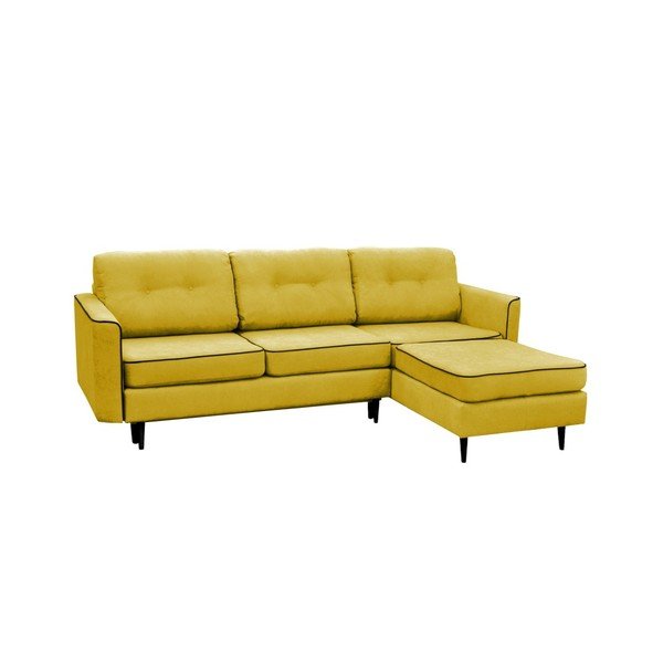 Žlutá rozkládací pohovka s černými nohami Mazzini Sofas Dragonfly, pravý roh-image-3