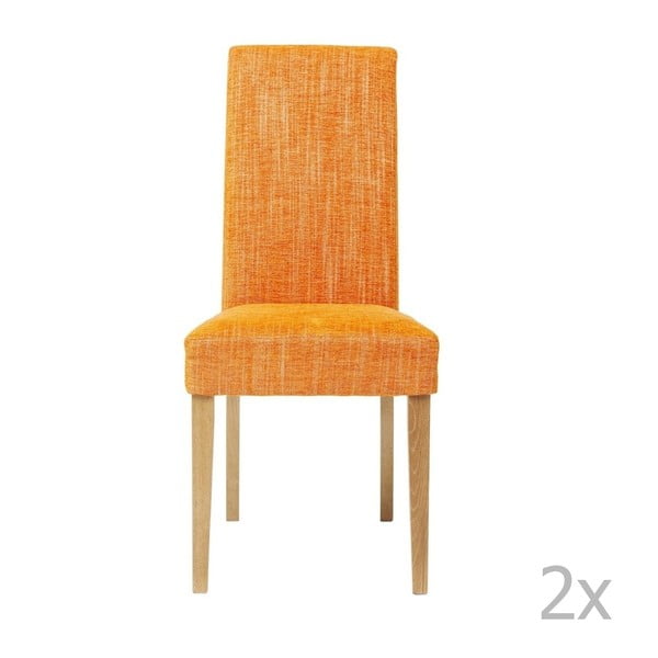 Sada 2 oranžových jídelních židlí s podnožím z bukového dřeva Kare Design Salty