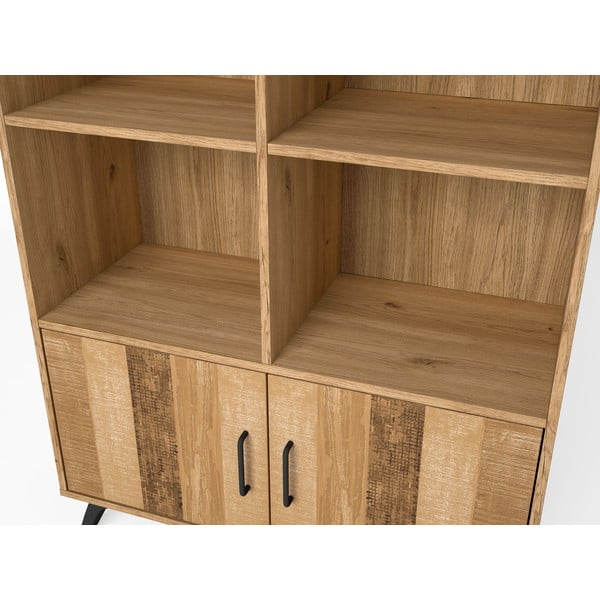 Tammepuust raamaturiiul naturaalses värvitoonis 92x160 cm Nordic - Marckeric-image-1