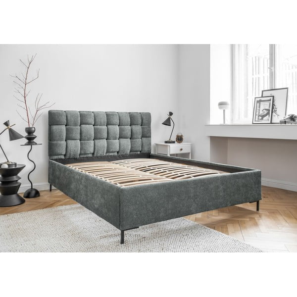 Heleroheline polsterdatud kaheinimesevoodi koos voodipõhjaga 140x200 cm Eve - Miuform-image-4