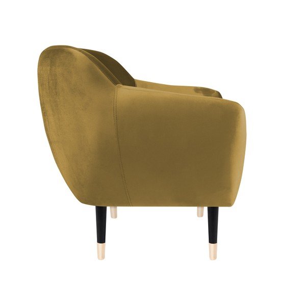 Hořčicově žluté křeslo s černými nohami Mazzini Sofas Amelie-image-3