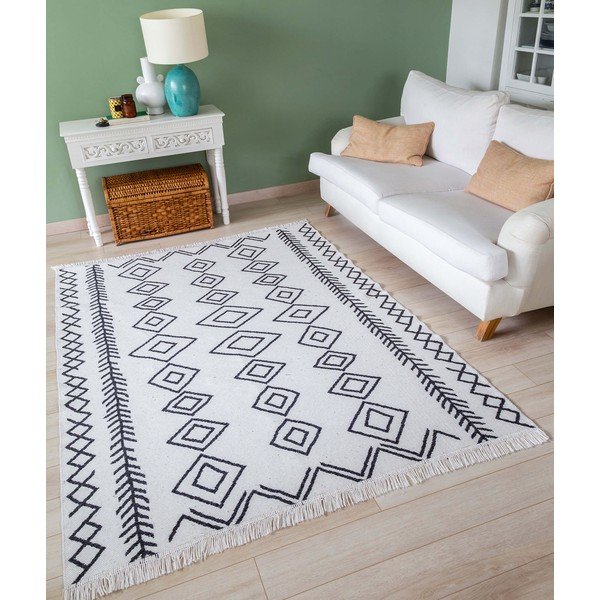Valge ja must puuvillane vaip , 60 x 100 cm Duo - Oyo home-image-1