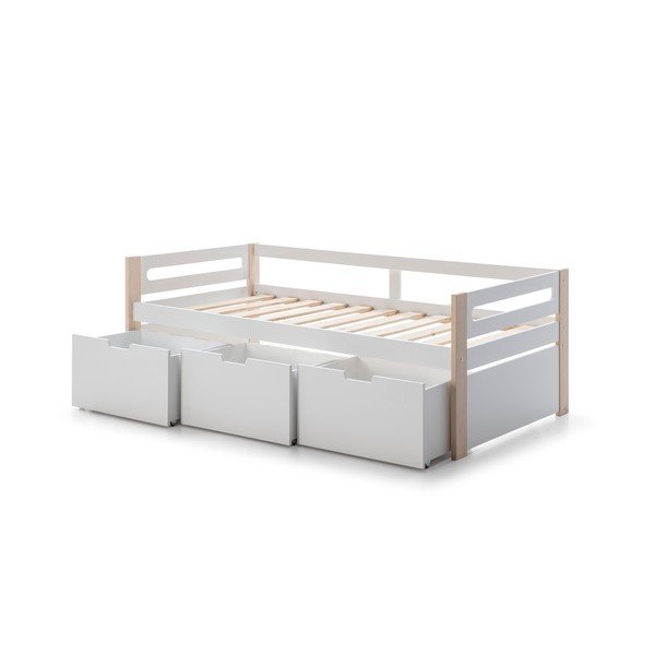 Valge voodi 3 sahtliga 90 x 190 cm Keisly - Marckeric-image-3