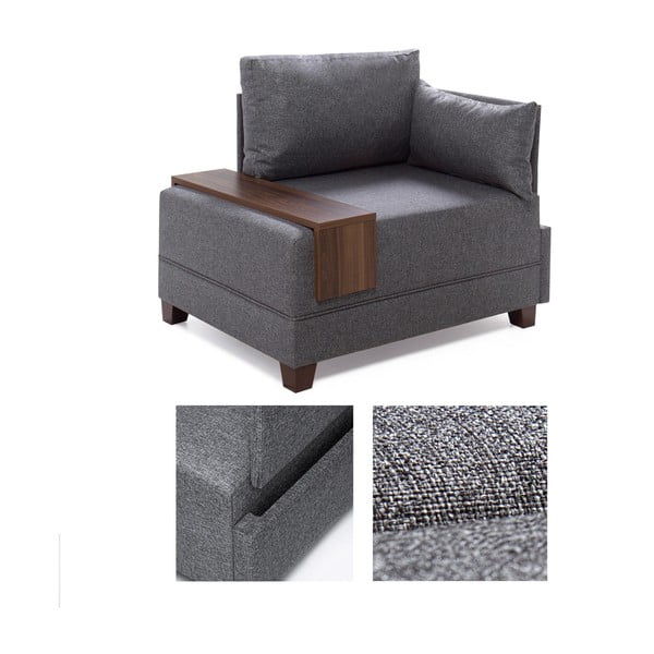 Hall tugitool, millel on paremal pool käetoed ja Martha hoiulaud Fly - Balcab Home-image-2