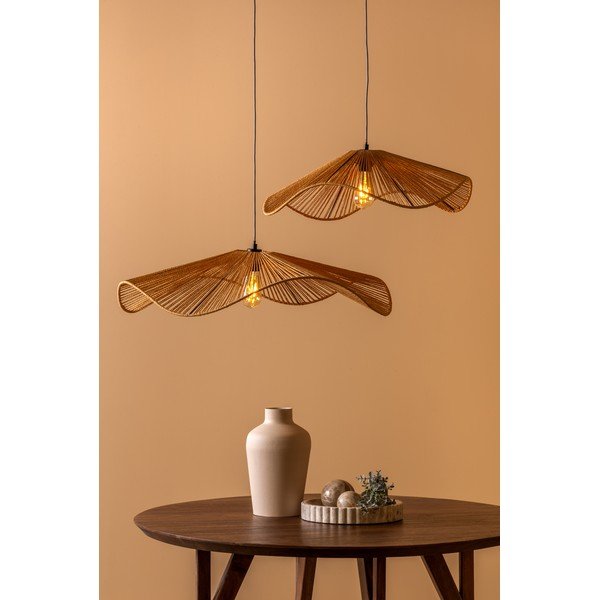 Naturaalset värvi metallist ripplamp paberpunutud varjuga, läbimõõduga 80 cm Sombra - Leitmotiv-image-1