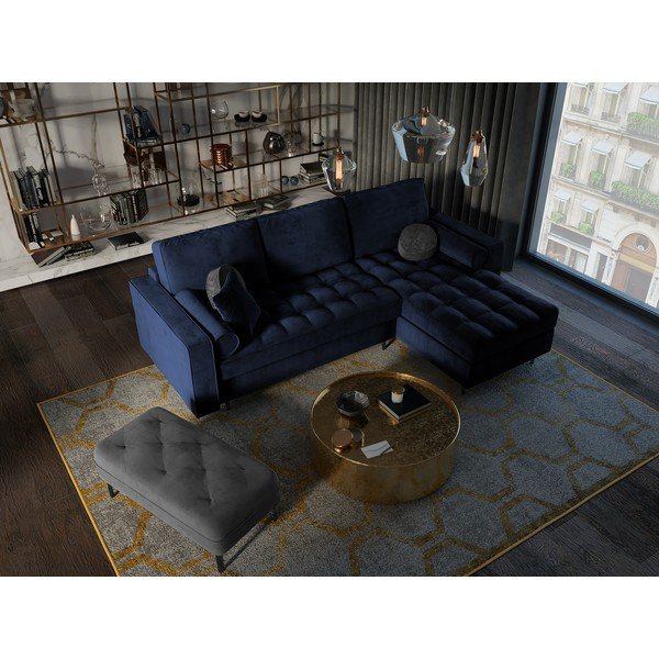 Sinine sametne nurgadiivan , paremas nurgas Santo - Milo Casa-image-1