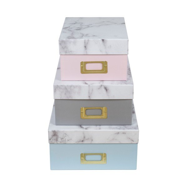Sada 3 úložných krabic Stockholm Marble-image-1
