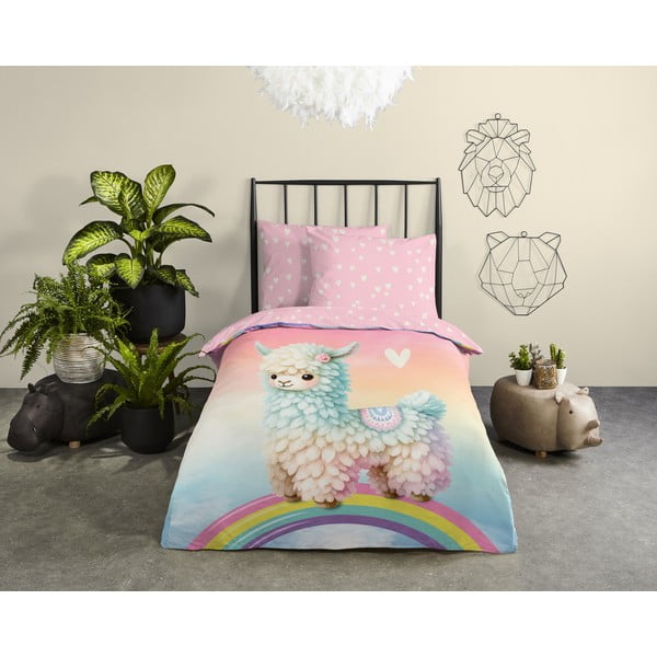 Roosa puuvillane laste voodipesu üheinimesevoodile 140x200 cm Chico - Good Morning-image-1