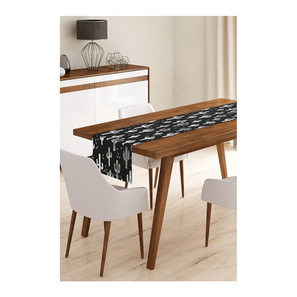 Běhoun na stůl z mikrovlákna Minimalist Cushion Covers Black Cactus, 45 x 145 cm