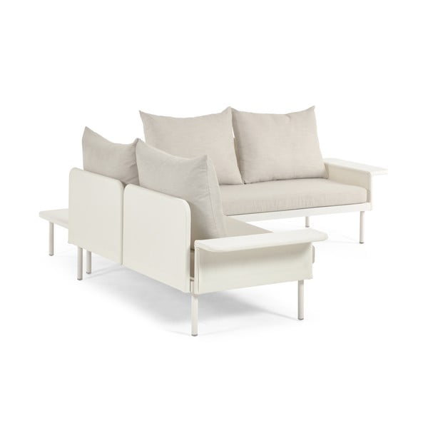 Valge alumiiniumist nurgadiivan koos lauaga Zaltana - Kave Home-image-3