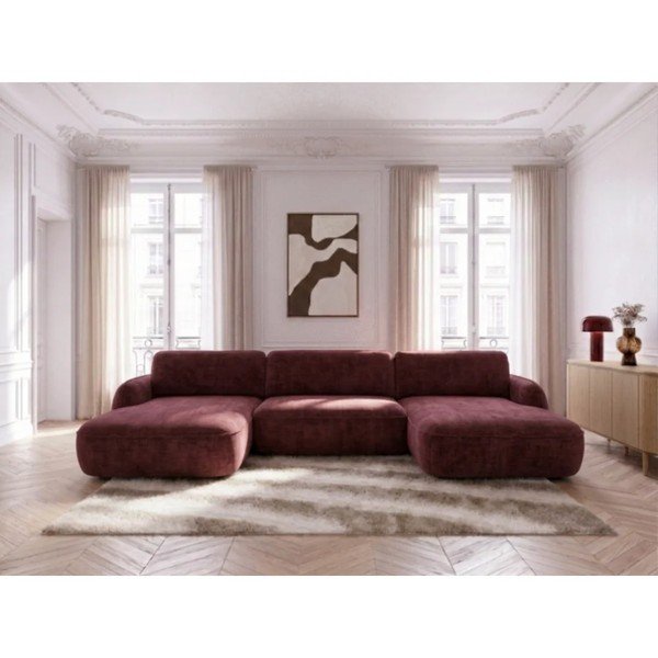 Punane sametdiivanvoodi/panipaigaga nurgadiivan (U-kujuline) Celeste - Bobochic Paris-image-1