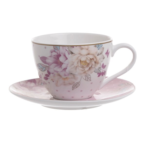 Růžový čajový šálek s podšálkem InArt Diana