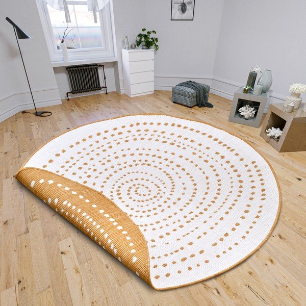 Ookerkollane-valge ümmargune õuevaip ø 200 cm Bali - NORTHRUGS-image-1
