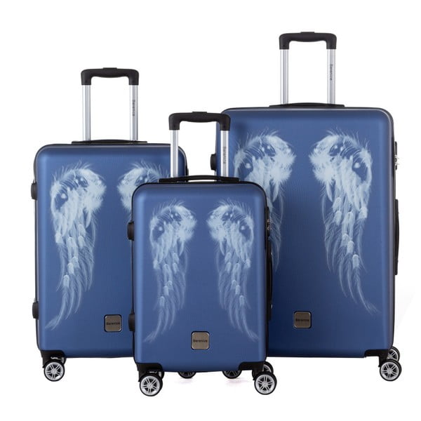 Sada 3 modrých cestovních kufrů Berenice Wings