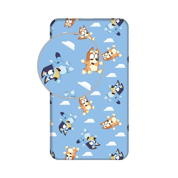 Sinine puuvillane laste voodilina 90x200 cm Bluey - Jerry Fabrics