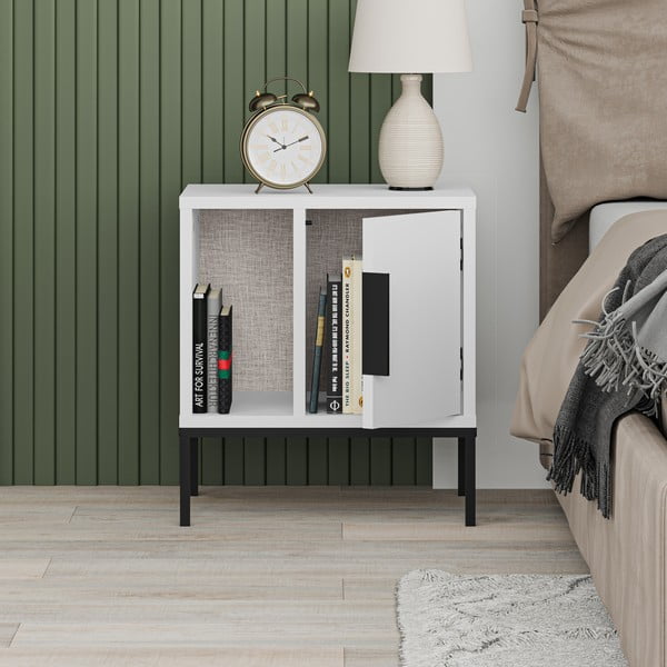 Valge riiulitega öökapp Lani - Marckeric-image-4