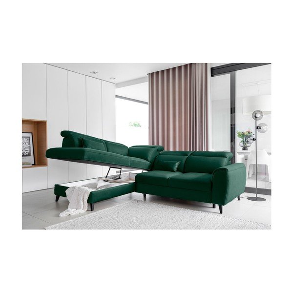 Roheline sametist lahtikäiv/sahtliga nurgadiivan (vasak nurk/L-kujuline) Noble – ELTAP-image-3