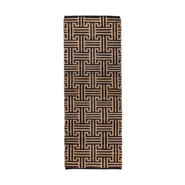 Must käsitsi kootud džuudiseguga vaip 80x230 cm Meander Jute - Flair Rugs