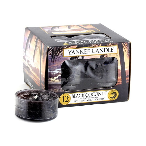 12 musta kookospähkli lõhnaküünla komplekt, põlemisaeg 4 tundi Black Coconut - Yankee Candle