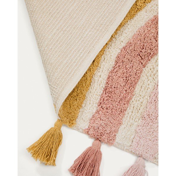 Elevandiluu värvi pestav/käsitsi kootud puuvillane laste vaip 90x150 cm Tadea - Kave Home-image-3