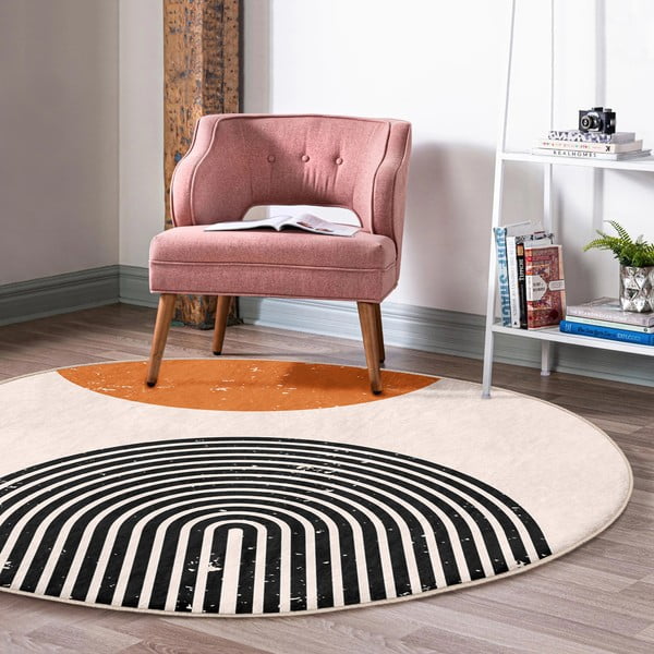 Oranž-kreem pestav ümmargune vaip, sobitub robottolmuimejaga ø 120 cm Comfort - Mila Home-image-1