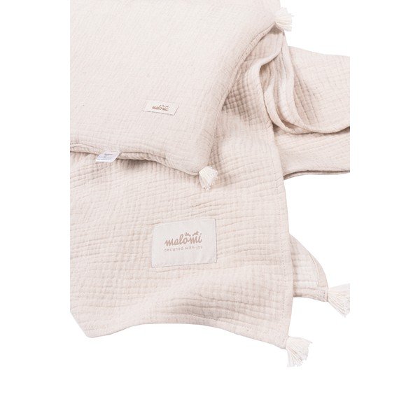 Kreem musliinist laste tekk ja padi komplektis  100x130 cm Muslin Linen – Malomi Kids-image-2