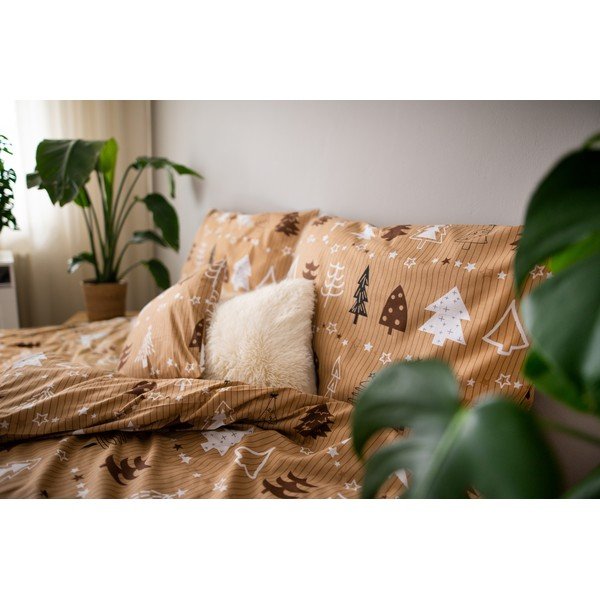 Pruun puuvillane ühekordne voodipesu Trees, 140 x 200 cm - Cotton House-image-2