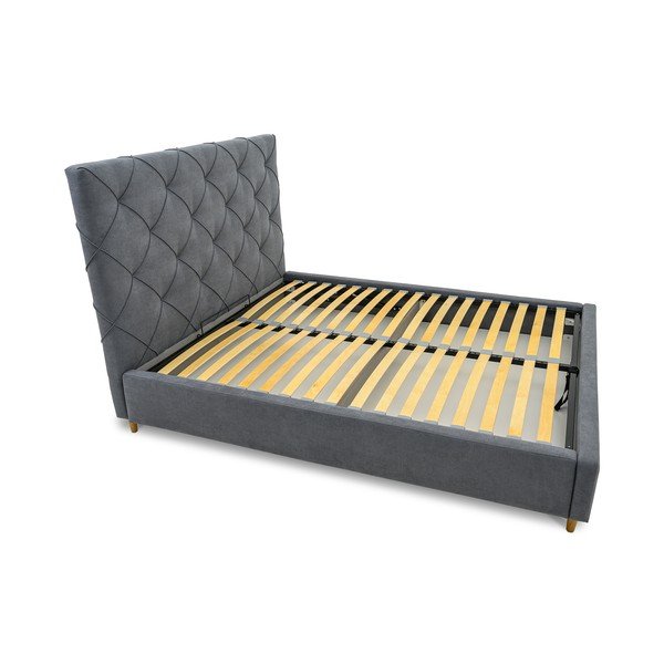 Hall polsterdatud kaheinimesevoodi koos panipaiga ja voodipõhjaga 160x200 cm Bee - Scandic-image-4