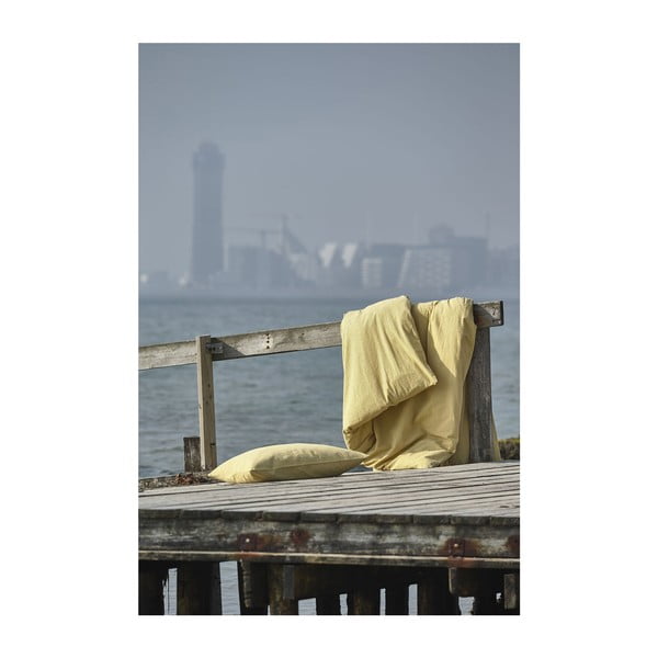 Kollane orgaaniline puuvillane voodipesu 200x140 cm Wave Straw - Södahl-image-4