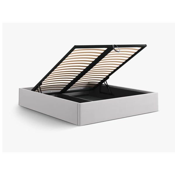 Helhall polsterdatud kaheinimesevoodi panipaigaga/ilma peatsita, koos raamiga 180x200 cm Susan – Micadoni-image-3