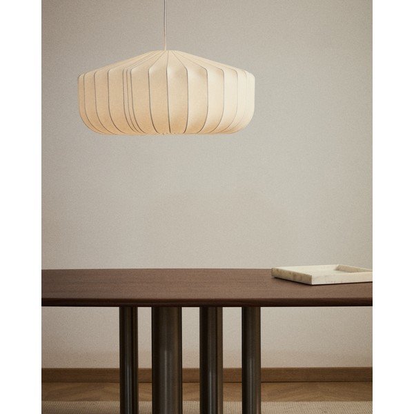 Valge laelamp tekstiilist varjuga ø 76 cm Somar - Kave Home-image-1