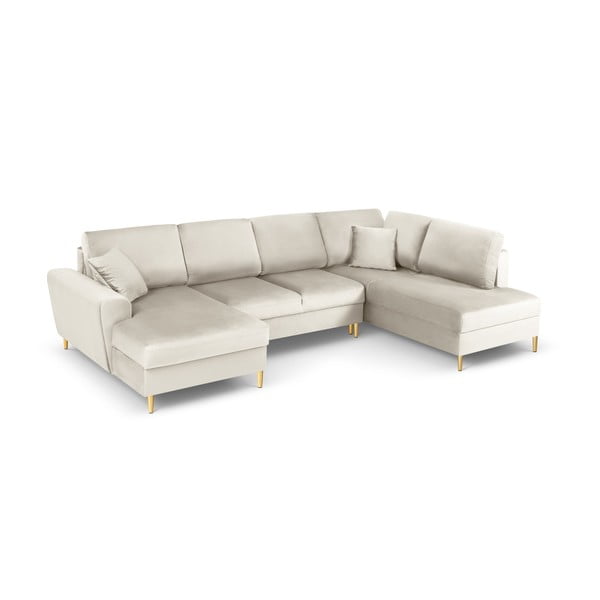 Beež sametist panipaigaga nurgadiivanvoodi (parem nurk/"U"-kujuline) Kyoto - Cosmopolitan Design-image-1