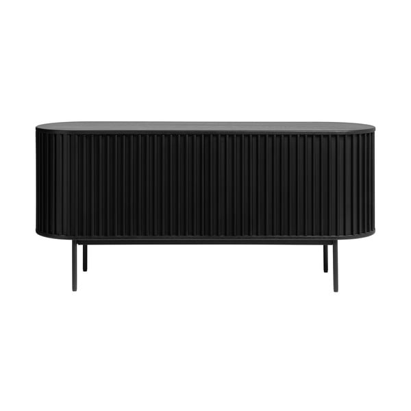 Must tammedekooriga lükandustega madal kummut 73x160 cm Siena - Unique Furniture