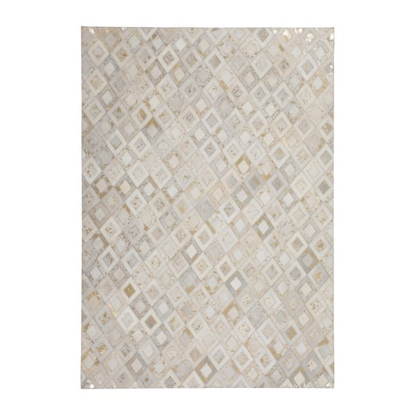 Krémovo-zlatý kožený koberec Dazzle, 160x230cm