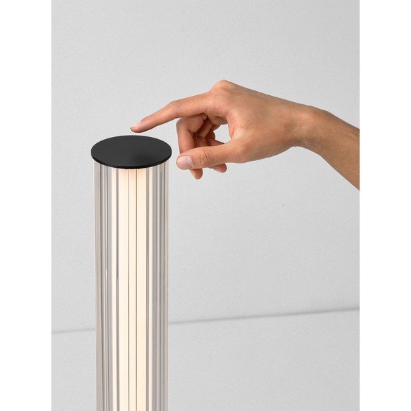 Matt must alumiiniumist hämardatav LED-põrandalamp klaasist varjuga (kõrgus 130 cm) Glovia - Nova Luce-image-1