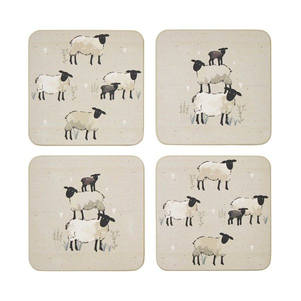 Taupe korgist joogialuste komplekt, 4 tk Highland Sheep - Cooksmart ®