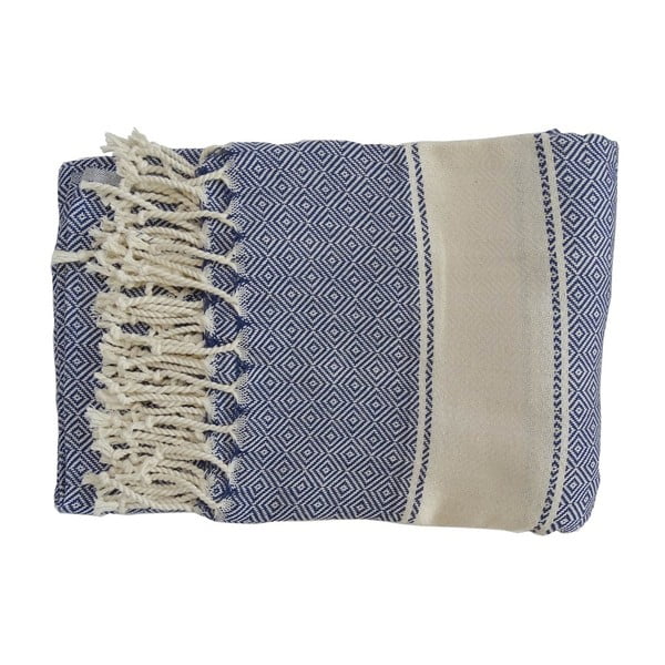 Modrá ručně tkaná osuška z prémiové bavlny Homemania Elmas Hammam, 100 x 180 cm