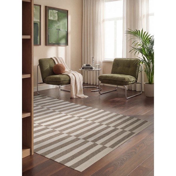 Valge/hall kahepoolne/käsitsi kootud villavaip 160x230 cm Vika - Hanse Home-image-1
