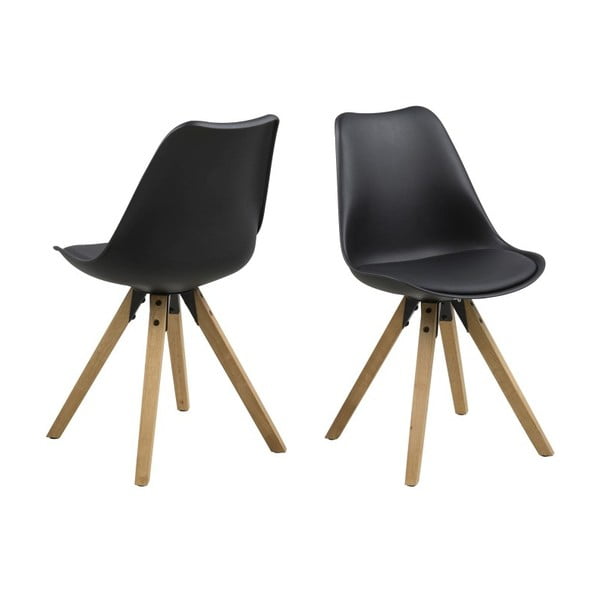 Jídelní židle Dima, černá a dřevěné nohy