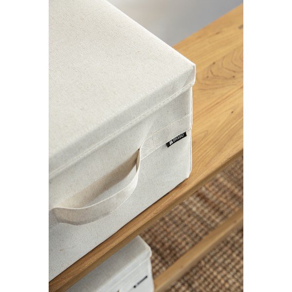 Beež tekstiilist hoiukast koos kaanega 31x41x22 cm Soft Storage Medium - Bigso-image-3