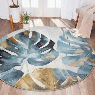 Sinine pestav ümmargune vaip ø 100 cm Golden Leaves - Mila Home
