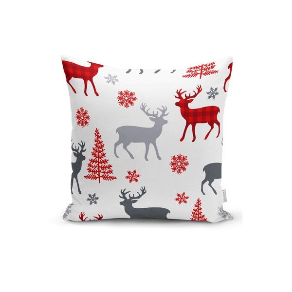Komplekt 4 jõulupadjakatet ja lauajooksikut Punane lumehelbeke - Minimalist Cushion Covers-image-1