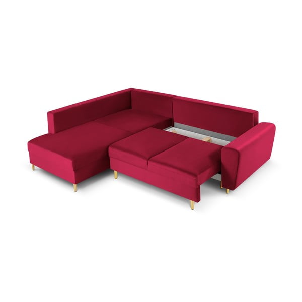 Punane sametist panipaigaga nurgadiivanvoodi (vasak nurk/"L"-kujuline) Kyoto - Cosmopolitan Design-image-3