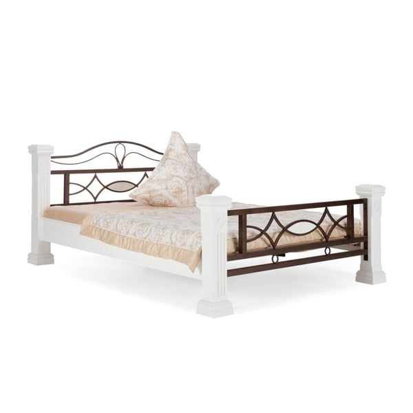 Bílá postel ze dřeva z kaučukovníku SOB Constantin, 140 x 200 cm