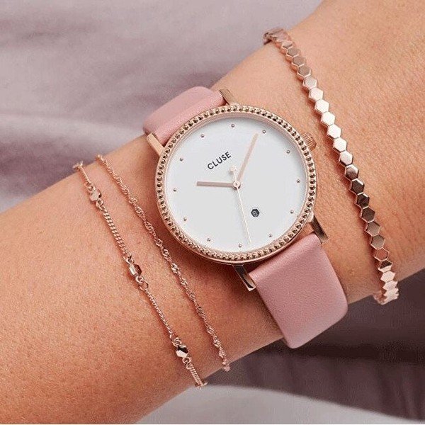 Roosa nahkrihmaga naiste käekell Le Couronnement - Cluse-image-1