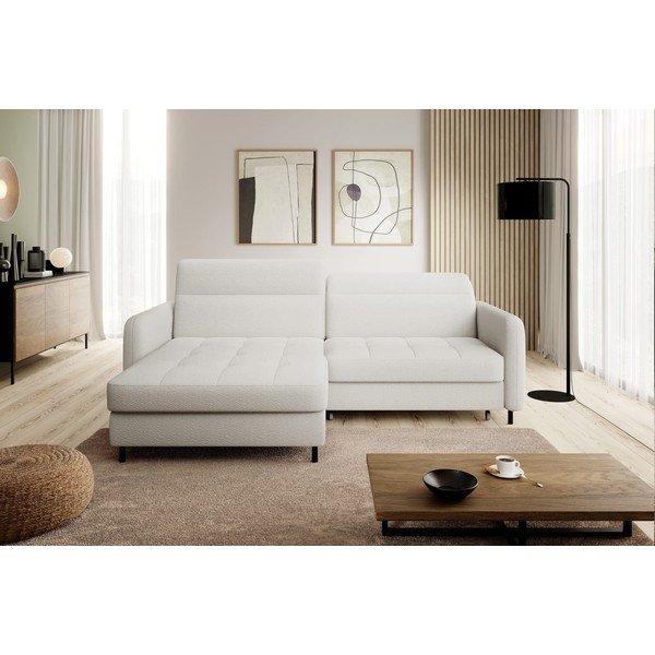 Kreem bouclé-kangast lahtikäiv/sahtliga nurgadiivan (vasak nurk/lamamisosaga) Gomsi – ELTAP-image-3