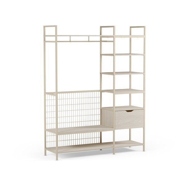 Kreemikas avatud terasest riidekapp 140x179.5x40 cm Amara - Marckeric